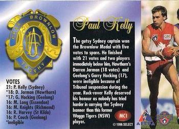 1996 Select AFL - Medals #MC1 Paul Kelly Back